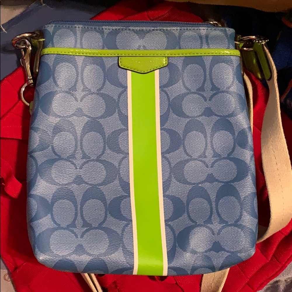 Coach blue and Lime Crossbody bag